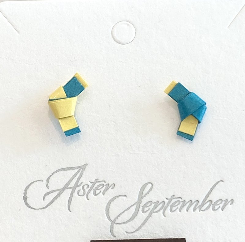 Simple Knots 纸艺耳环 防水 925防敏感耳针 文青风 可改耳夹 - 耳环/耳夹 - 纸 黄色