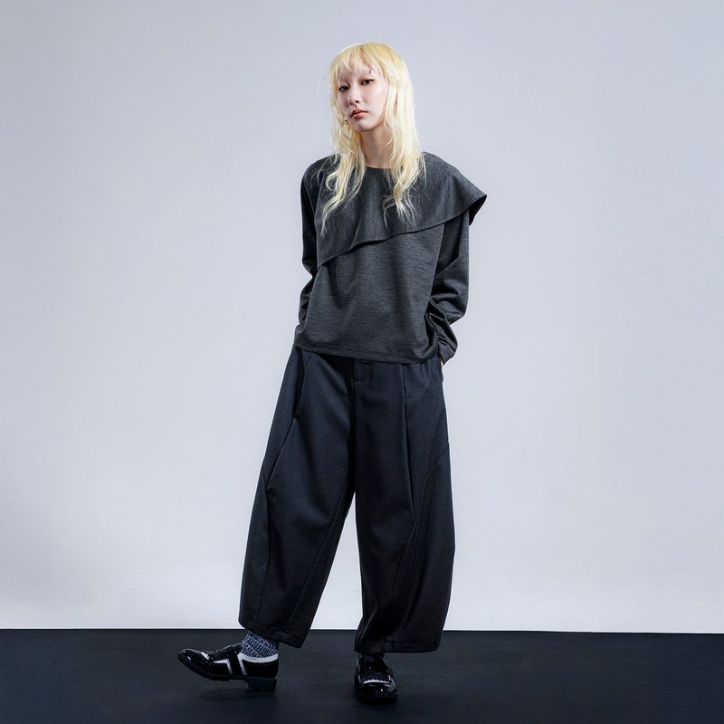 斜摆荷叶叠片上衣 - 女装上衣 - 其他人造纤维 