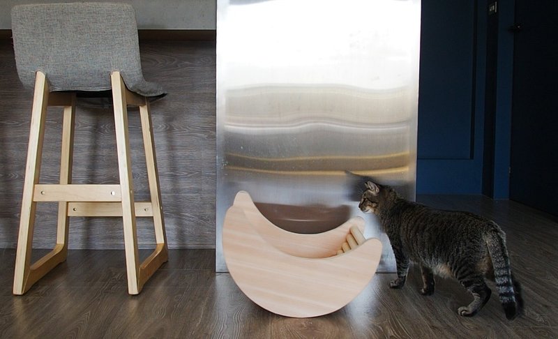 猫窝/猫屋/猫篮/宠物床/宠物/月亮/微笑 - 床垫/笼子 - 木头 卡其色