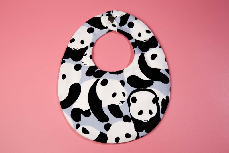 Pu.sozo -布手作 日系手作 萌猫熊+日本海  双面围兜兜/纱布巾/口水巾/手帕/擦手巾/婴儿/宝宝 - 围嘴/口水巾 - 棉．麻 