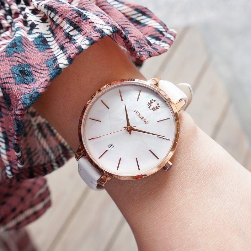 荷莱 HOURRAE 伊莉丝 几何贝壳系列 经典白 - 女表 - 其他金属 白色