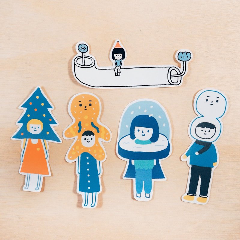 圣诞大贴纸五张 - 贴纸 - 纸 多色