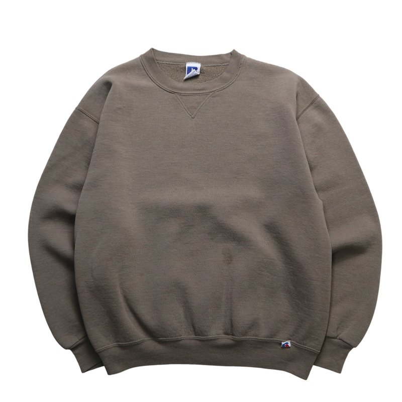 Russell 灰褐色素面圆领卫衣 大学tee - 中性连帽卫衣/T 恤 - 其他材质 咖啡色