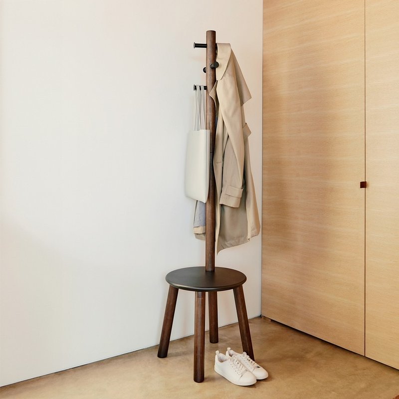 加拿大 Umbra Pillar 2in1 木质衣架椅凳 (胡木黑) - 其他 - 橡胶 黑色