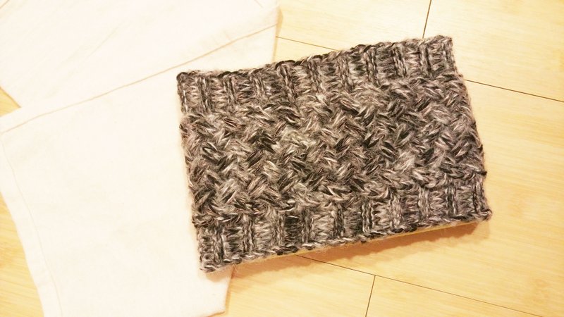 Lan 手作针织发带 (毛海纱灰黑) - 发带/发箍 - 其他人造纤维 灰色