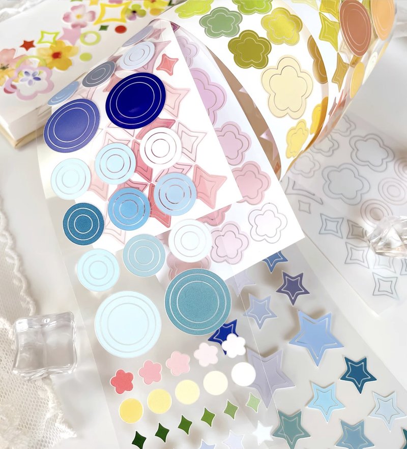 星星点点 基礎手帳デコ 割型貼紙卷 (kiss-cut) - 纸胶带 - 其他材质 多色