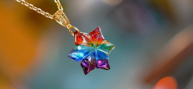 Holy rainbow flower - 项链 - 玻璃 多色