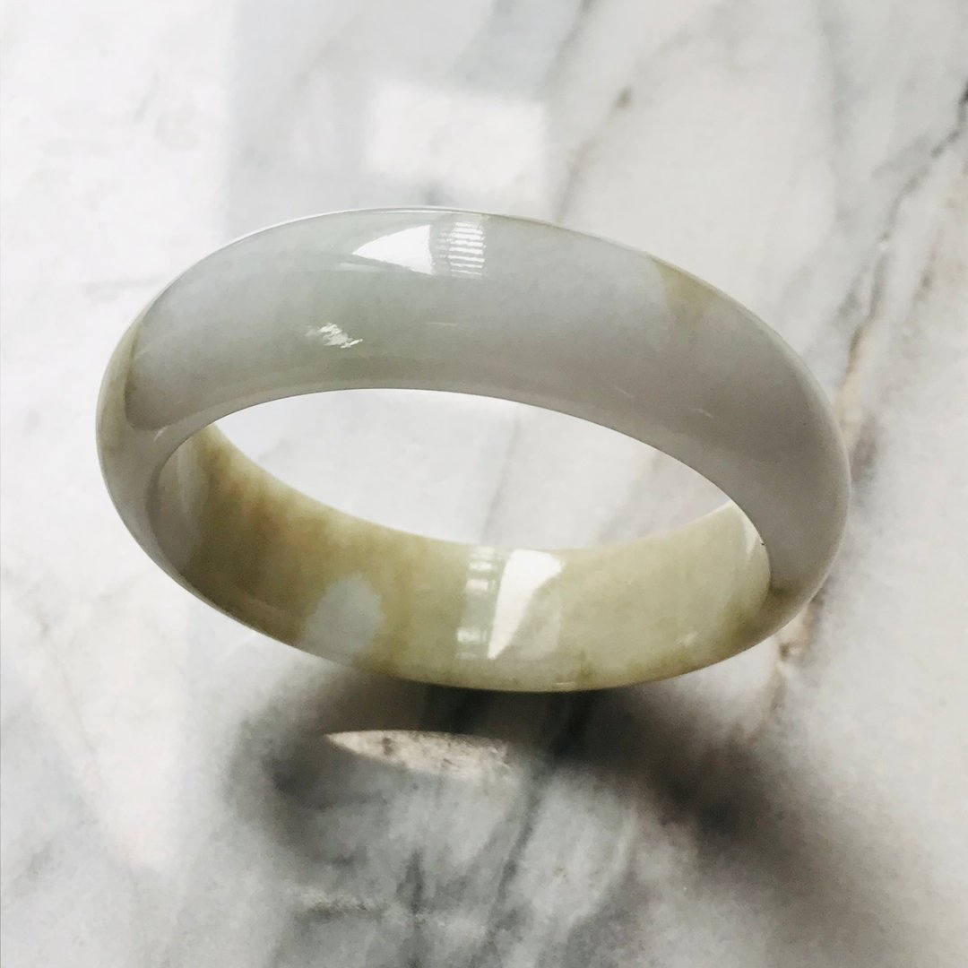 天然翡翠手镯 缅甸产 56.1mm 黄 - 手链/手环 - 玉石 金色