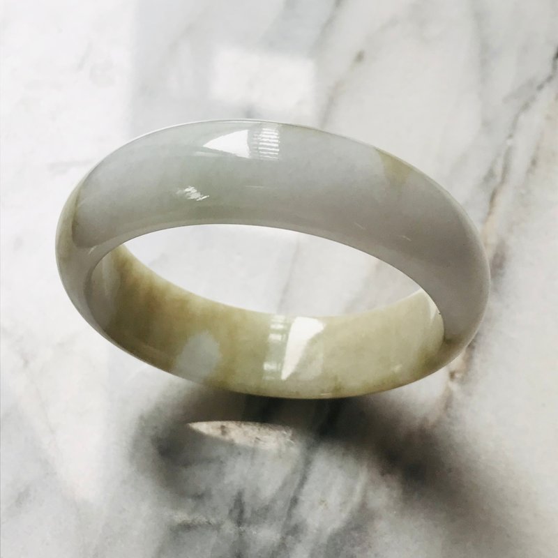 天然翡翠手镯 缅甸产 56.1mm 黄 - 手链/手环 - 玉石 金色