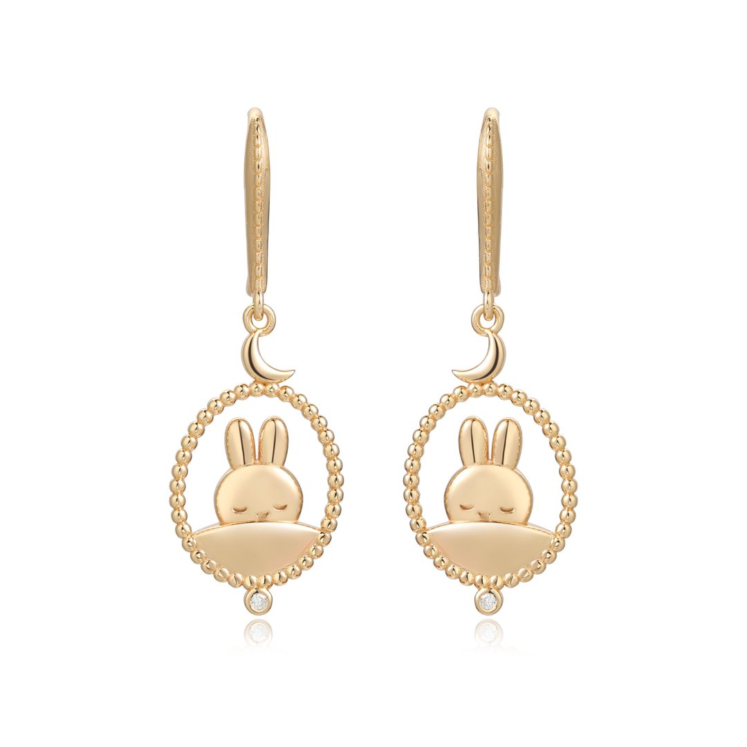 【Pinkoi x miffy】 Miffy 在睡觉纯银耳环 金色 - 耳环/耳夹 - 纯银 金色