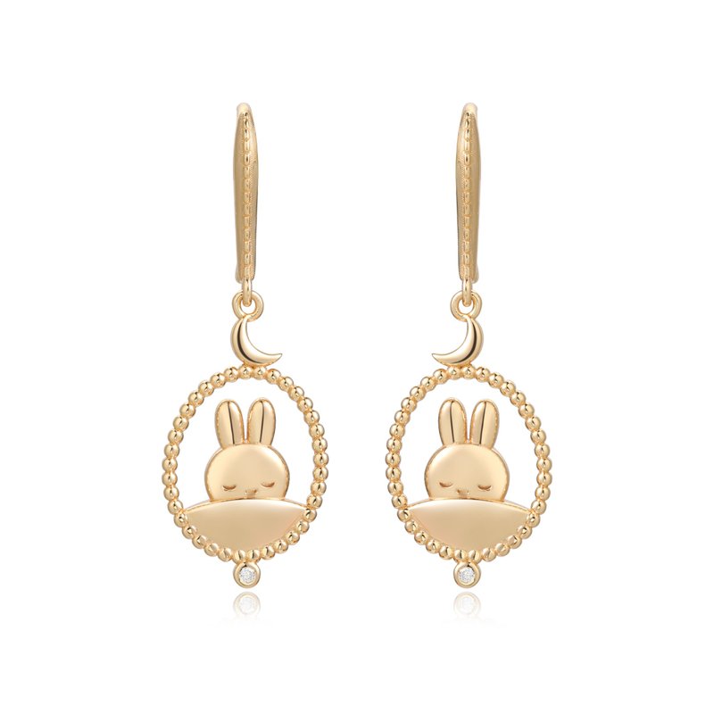 【Pinkoi x miffy】 Miffy 在睡觉纯银耳环 金色 - 耳环/耳夹 - 纯银 金色