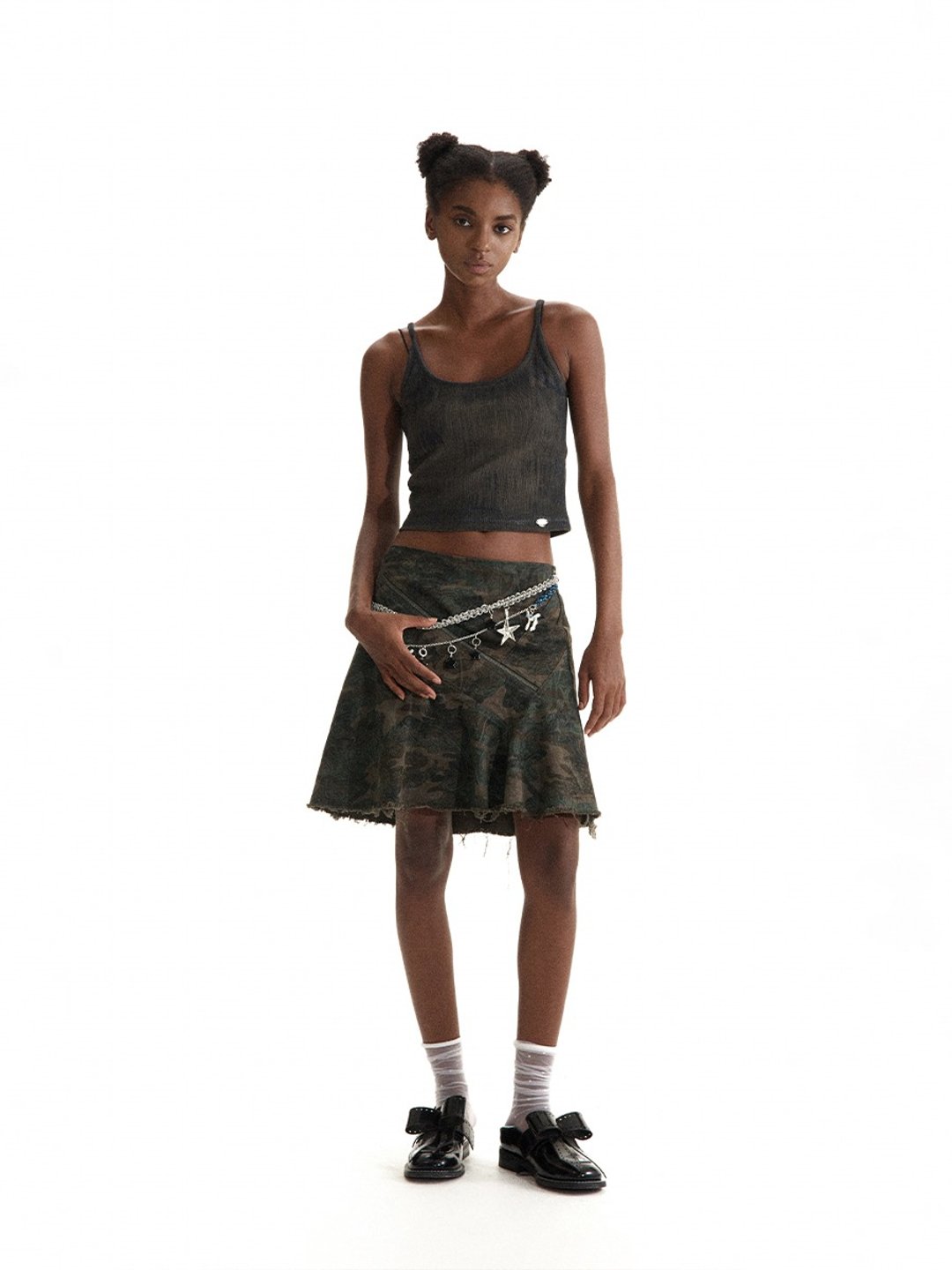 Vertical Cut Camouflage Skirt 非常规迷彩半身裙 - 裙子 - 其他材质 绿色