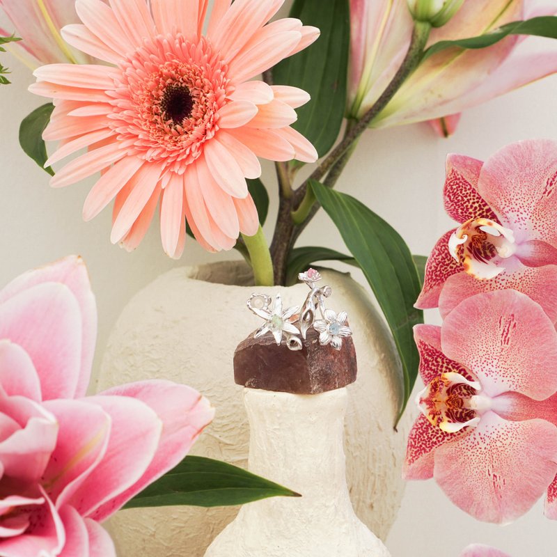 双花园戒指 - 戒指 - 半宝石 银色