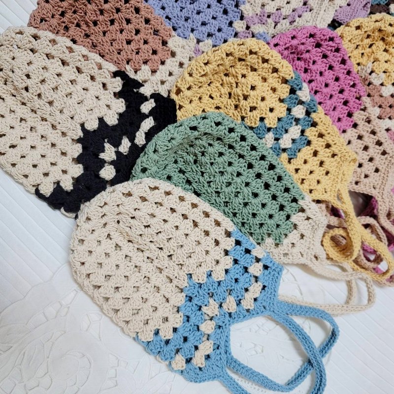 【现货】Handmade手工编织水壶袋/饮料提袋/保温杯袋/冰坝杯袋 - 手提包/手提袋 - 棉．麻 多色