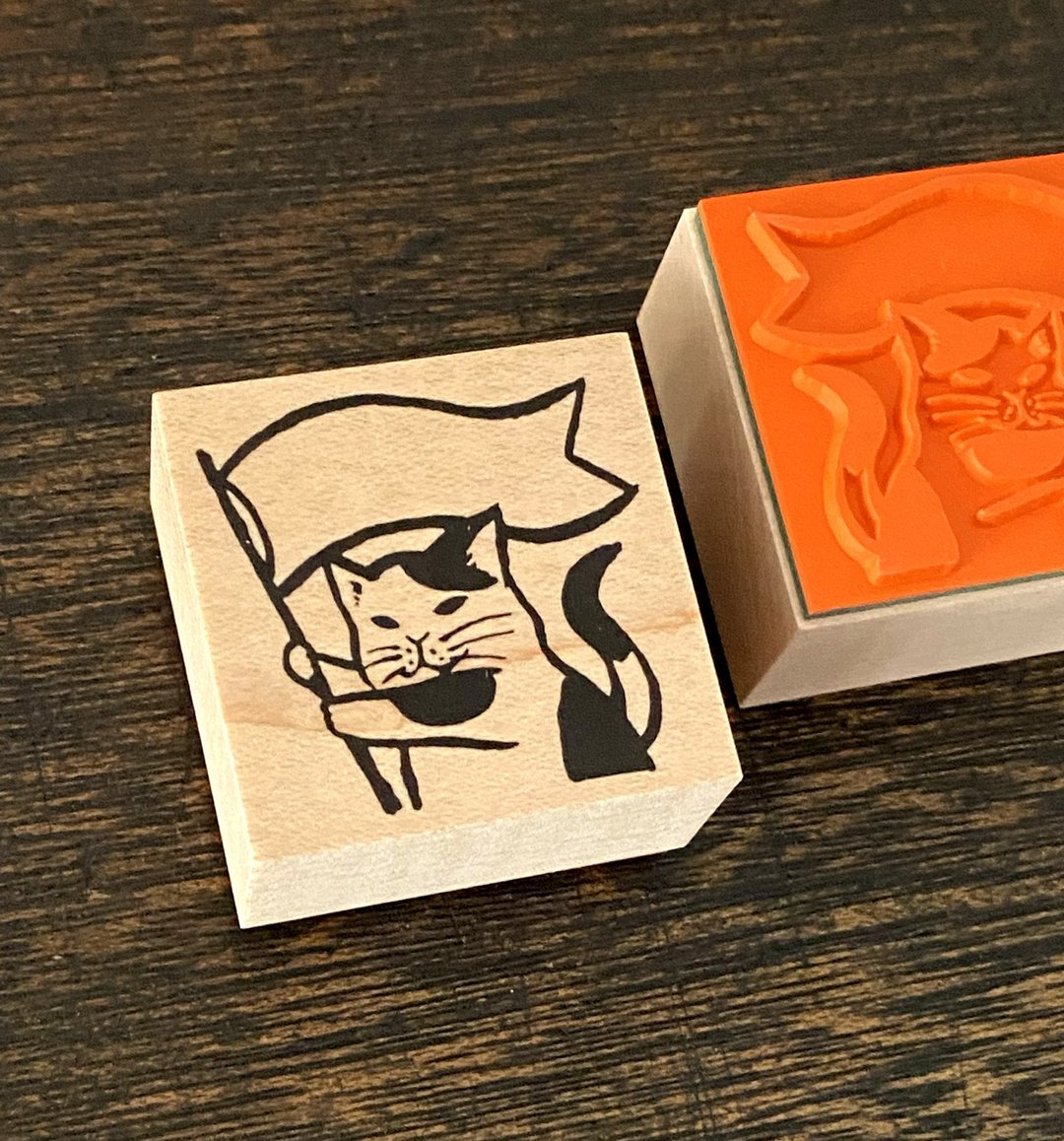 印章 挥旗猫 - 印章/印台 - 木头 卡其色