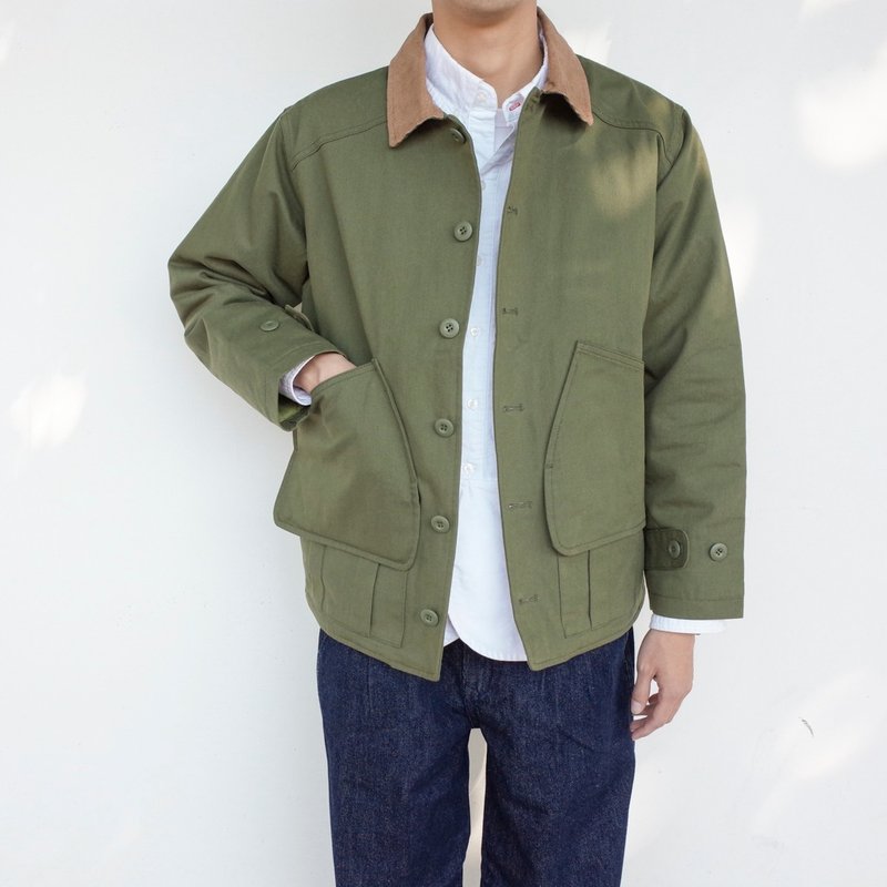 冬季 保暖夹棉厚外套 日系搭配潮流 工装多袋外套 FIELD JACKET - 男装外套 - 棉．麻 绿色