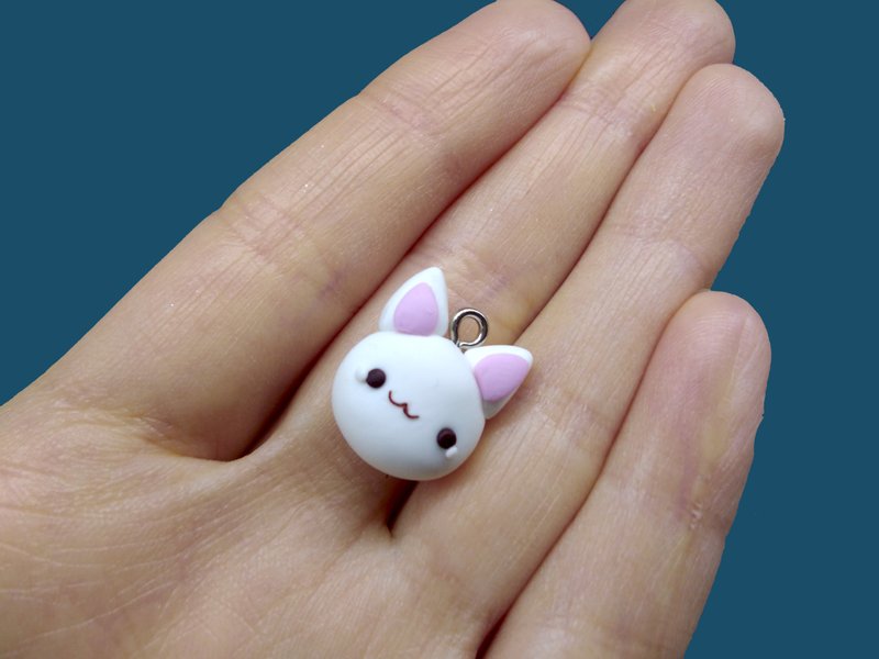 兔子挂饰聚合物粘土兔子挂饰白色可爱吊坠首饰动物卡哇伊简单 - 其他 - 粘土 白色