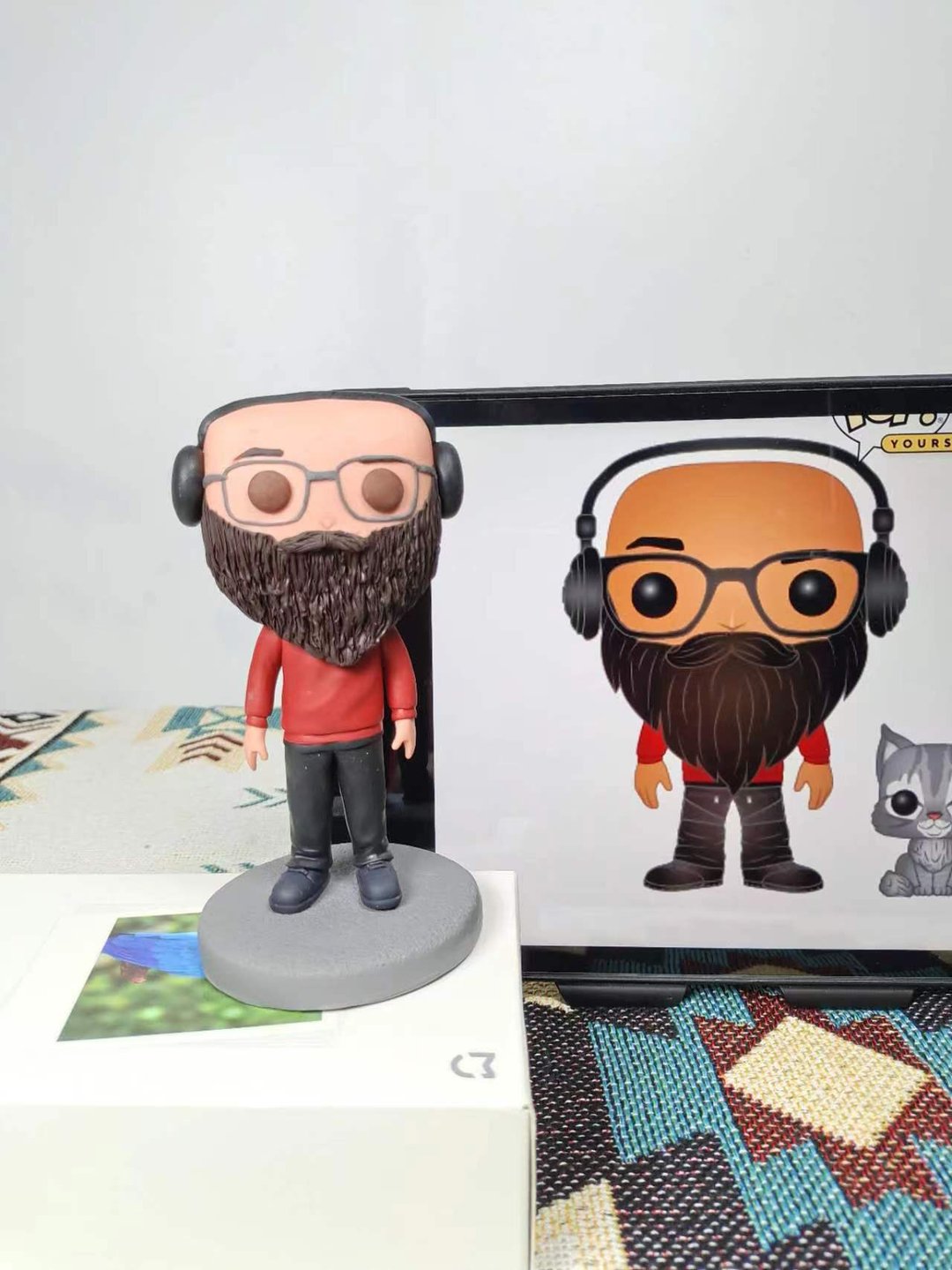 纯手工定制美国Funko Pop 自画肖像公仔娃娃男朋友老公生日礼物 - 玩偶/公仔 - 粘土 多色