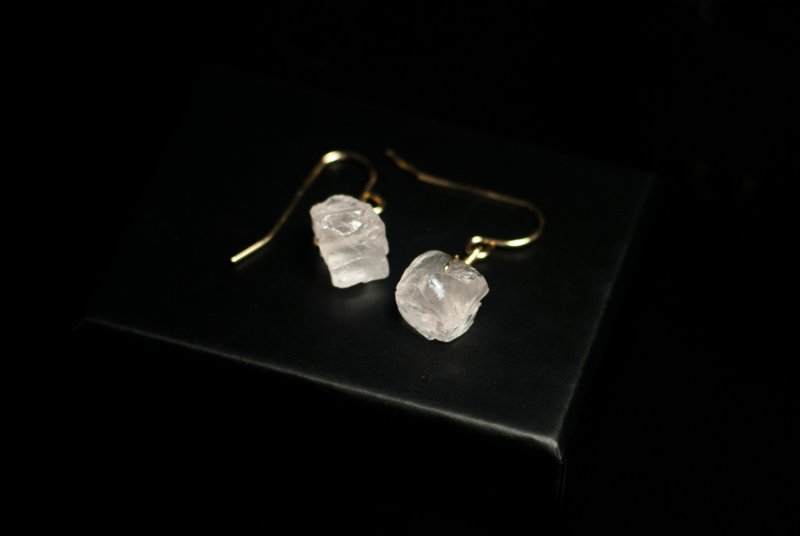 天然粉晶原石耳环 - 耳环/耳夹 - 水晶 粉红色