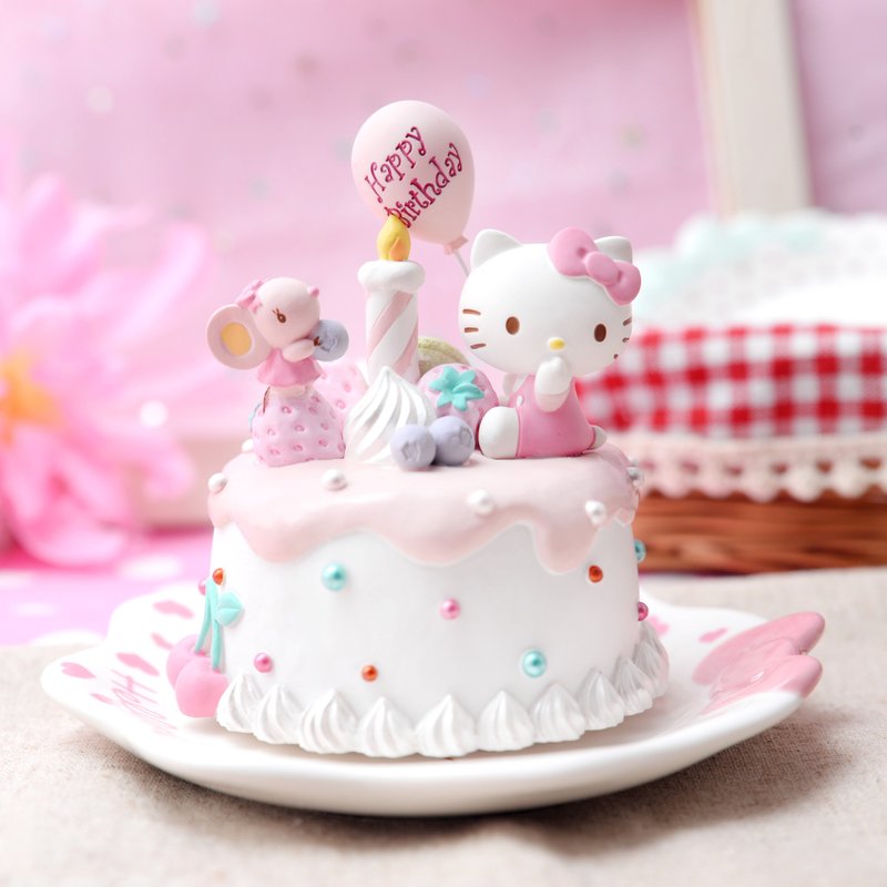 HELLO KITTY 生日蛋糕 音乐铃摆饰+盘子 生日礼物 - 摆饰 - 其他材质 