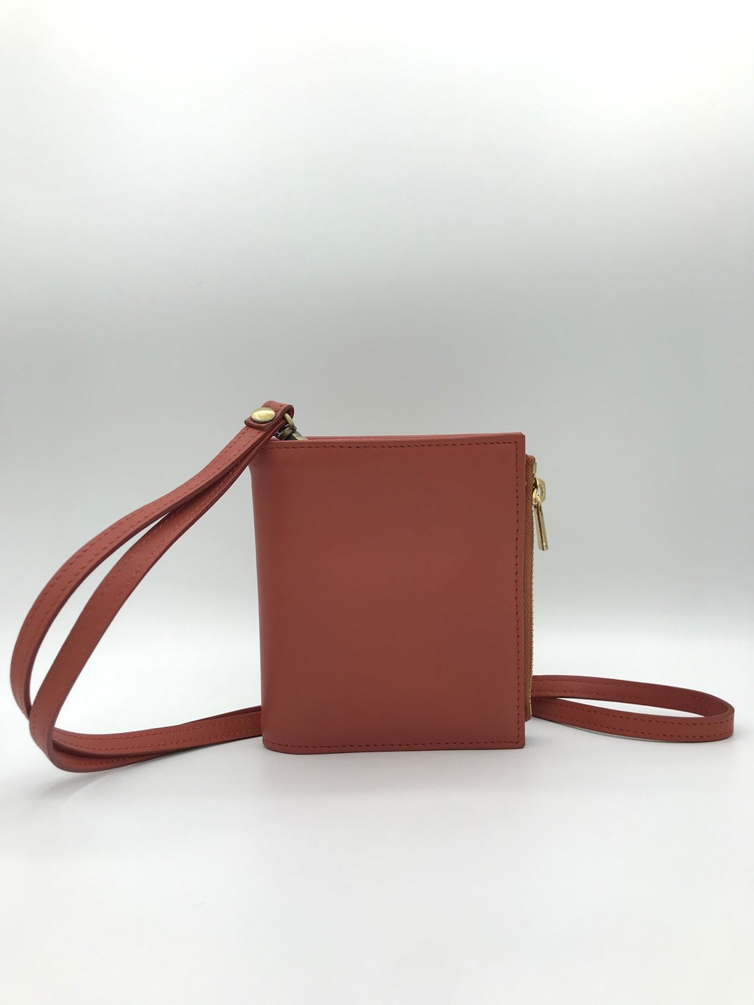真皮皮夾 真皮皮夾 Minimalist wallet with strap - Lady Purse - 皮夹/钱包 - 真皮 橘色