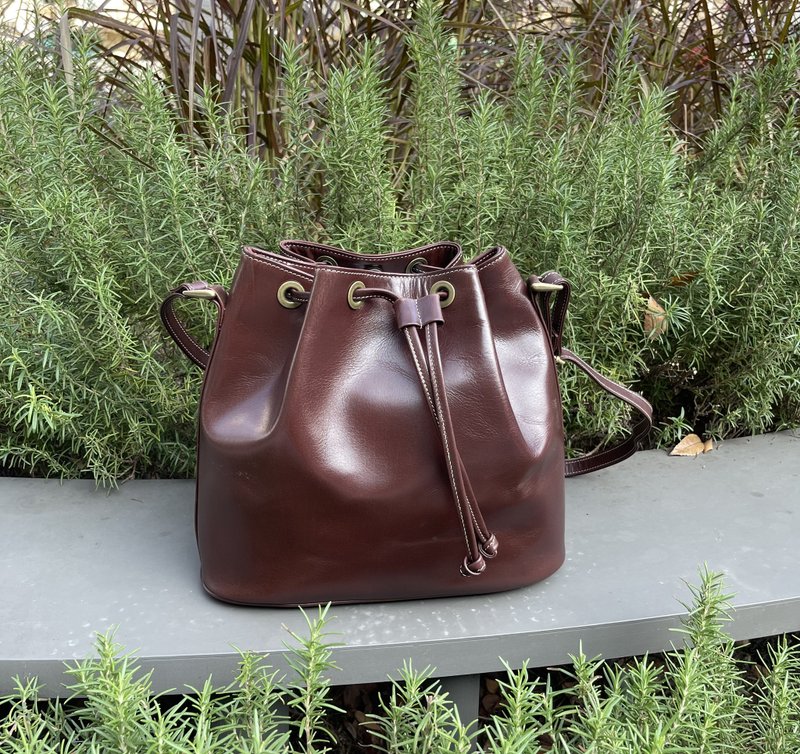 佛罗伦斯包-咖啡色 - 束口袋双肩包 - 真皮 咖啡色