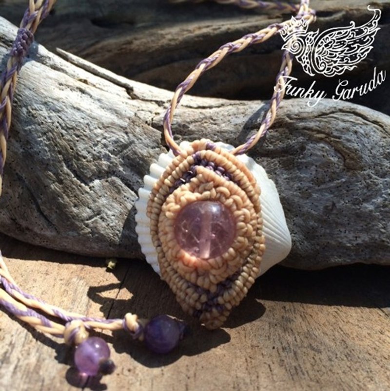 紫水晶 流苏编织吊坠 amg001 - 项链 - 宝石 紫色