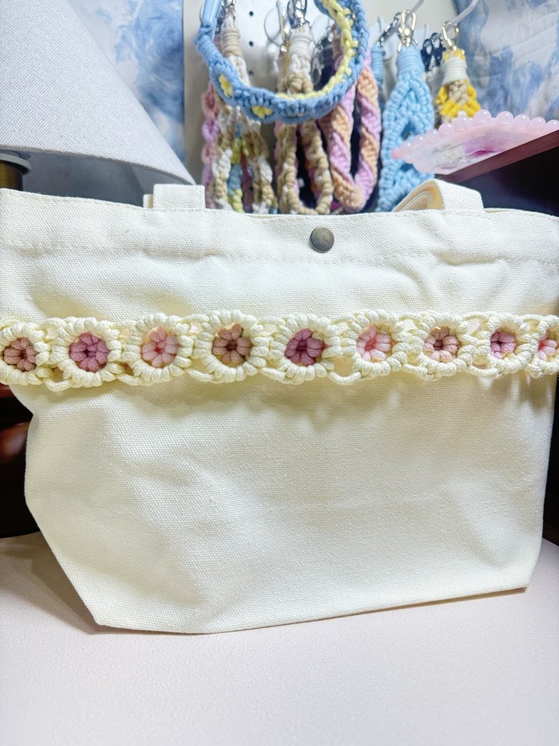 MUMU 匠织花蔓帆布袋 Macrame HAND MADE - 手提包/手提袋 - 棉 