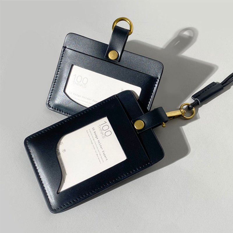 【精选推荐】L3 大尺寸真皮卡套/识别证卡套-可加购烙印烫金 - 证件套/卡套 - 真皮 黑色