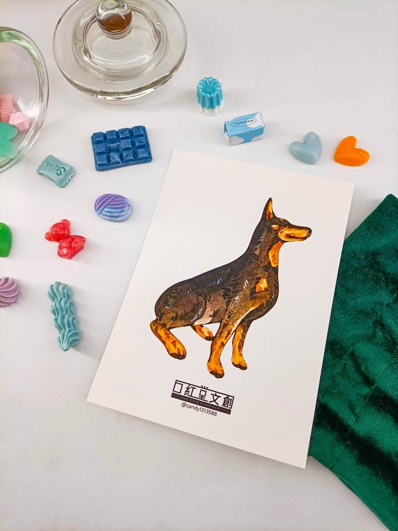 KR474_口紅堂明信片_杜賓犬11_candy1313588 postcard - 卡片/明信片 - 纸 多色
