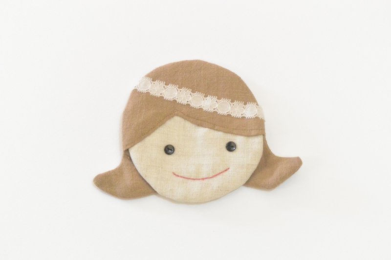 微笑杯垫 - 女孩 - 杯垫 - 棉．麻 咖啡色