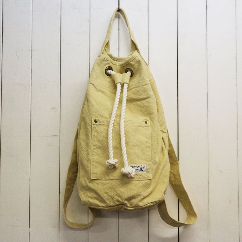 圆筒后背包【2025 春夏限定色・卡士达】(VC-14) - 手提包/手提袋 - 棉．麻 黄色