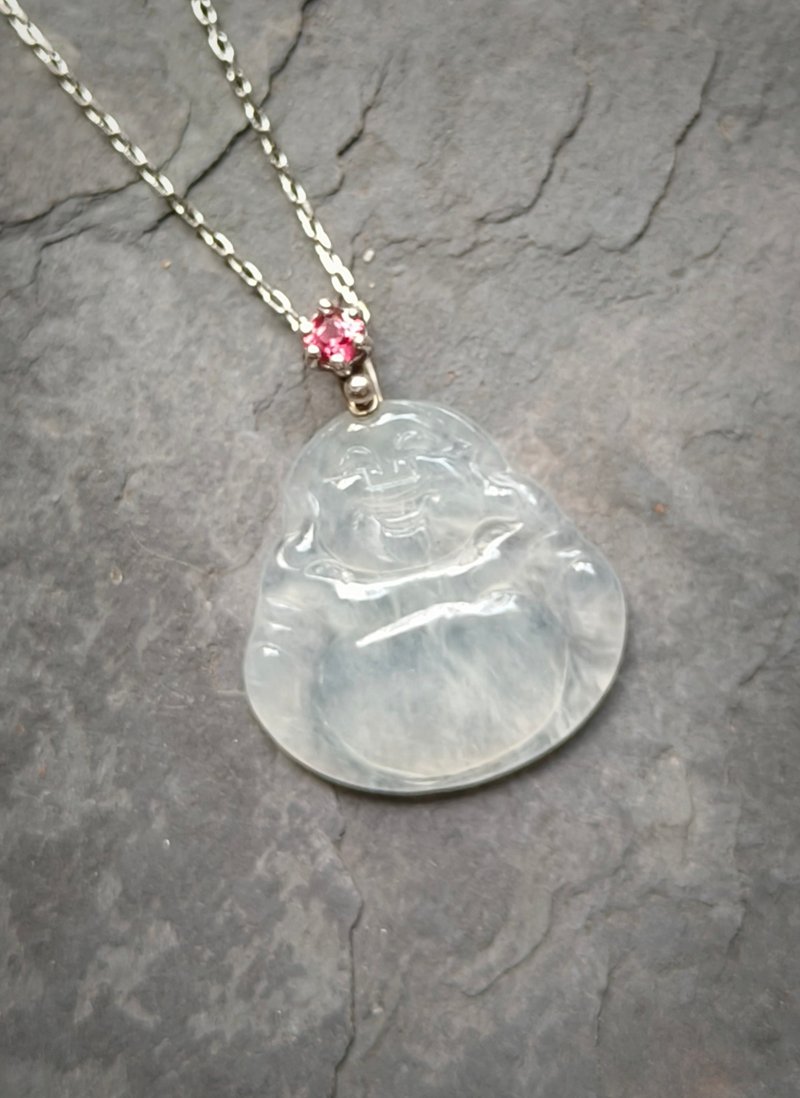 天然缅甸冰种翡翠佛公镶马亨盖尖晶石 坠子 249508 - 项链 - 宝石 透明