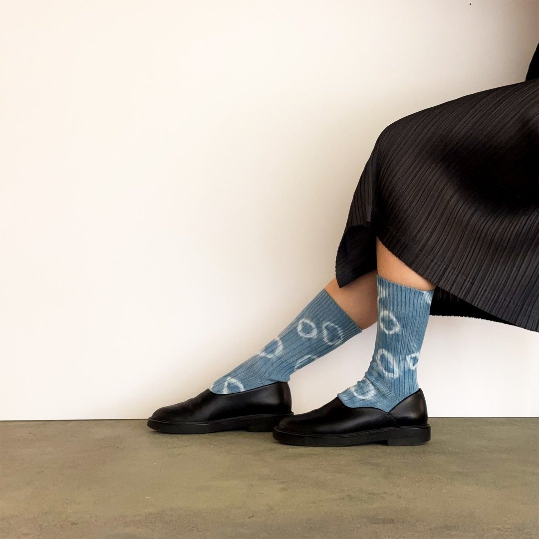 日本制造 靛蓝染色 JAPANBLUE INDIGO DYED SOCKS 厚罗纹针织 #3 - 袜子 - 棉 