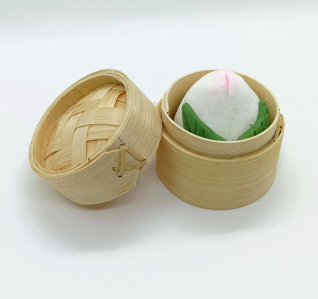 生日寿桃连迷你竹蒸笼 (积雪草软肤洁面皂) - 肥皂/手工皂 - 其他材质 粉红色