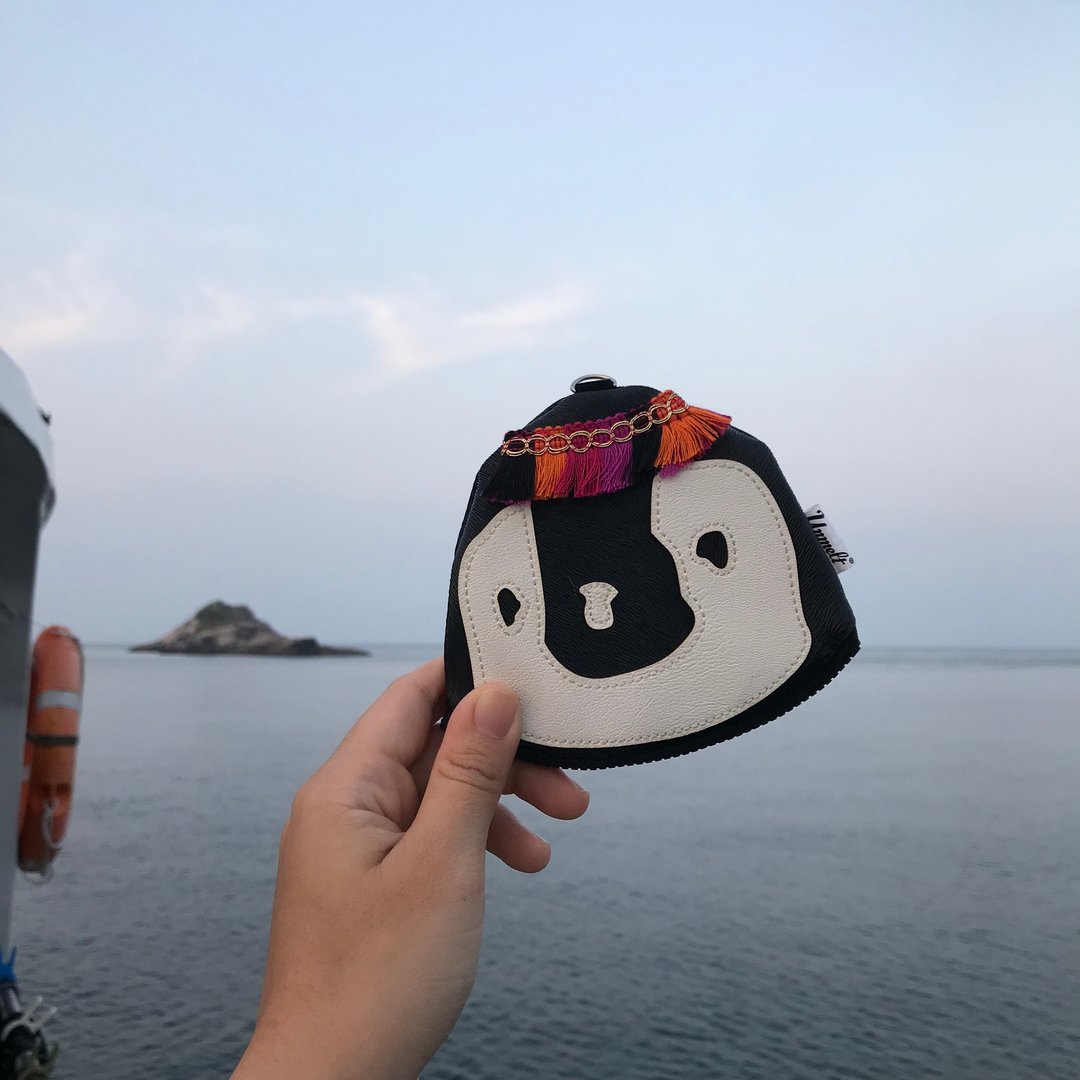 Penguin female functional animal pouch  / card holder&key keeper penguin - 皮夹/钱包 - 聚酯纤维 黑色