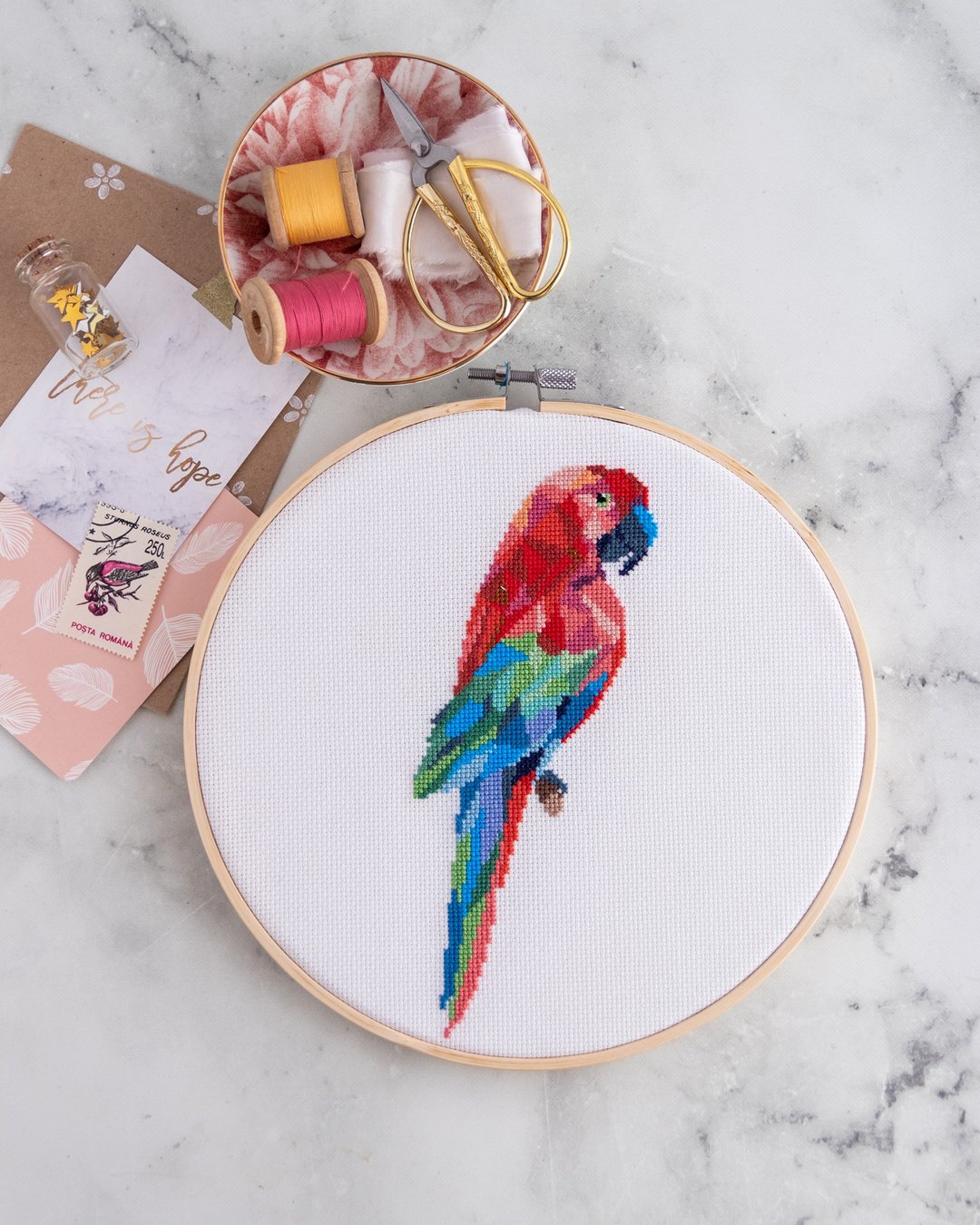Macaw Ara Parrot Cross Stitch PDF Pattern | 十字繡圖案 - 手工艺教程/工具书 - 其他材质 