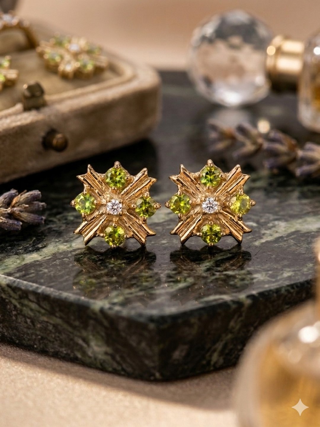 榍石之光 925 纯银镀金手工耳环 (12mm) - 璀璨火彩比钻石更迷人 - 耳环/耳夹 - 宝石 黄色