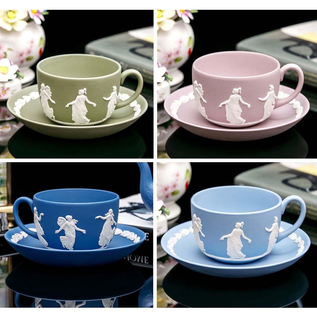 英国制 Wedgwood 手工浮雕 翩然起舞女神 英式午茶咖啡杯碟组 - 咖啡壶/周边 - 瓷 