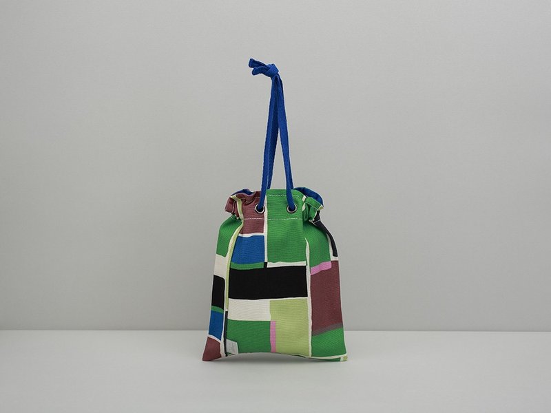 眼睛束口包 /万用包 / T.D.S绿方块  (束口、手提包、肩背) - 化妆包/杂物包 - 棉．麻 绿色