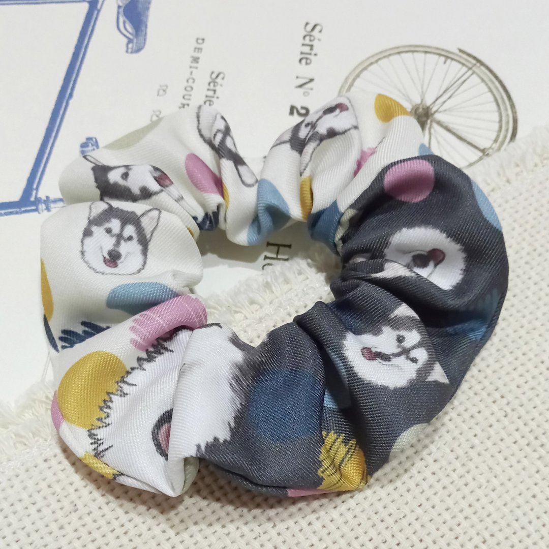 黄底点点-大肠发圈_哈士奇_马尾发带 - 发饰 - 聚酯纤维 