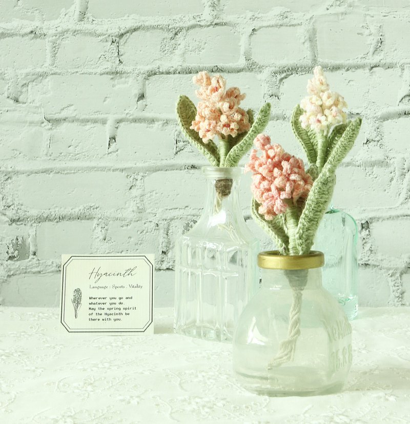 风信子摆设 3色 附玻璃瓶 寓意重生 细工编织 - 摆饰 - 棉．麻 粉红色