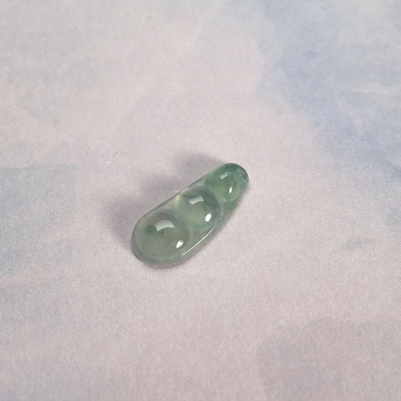 冰种飘花翡翠福豆 | 戒面 | 裸石 | 天然缅甸A货翡翠 | 送礼 - 金工/饰品 - 玉石 透明