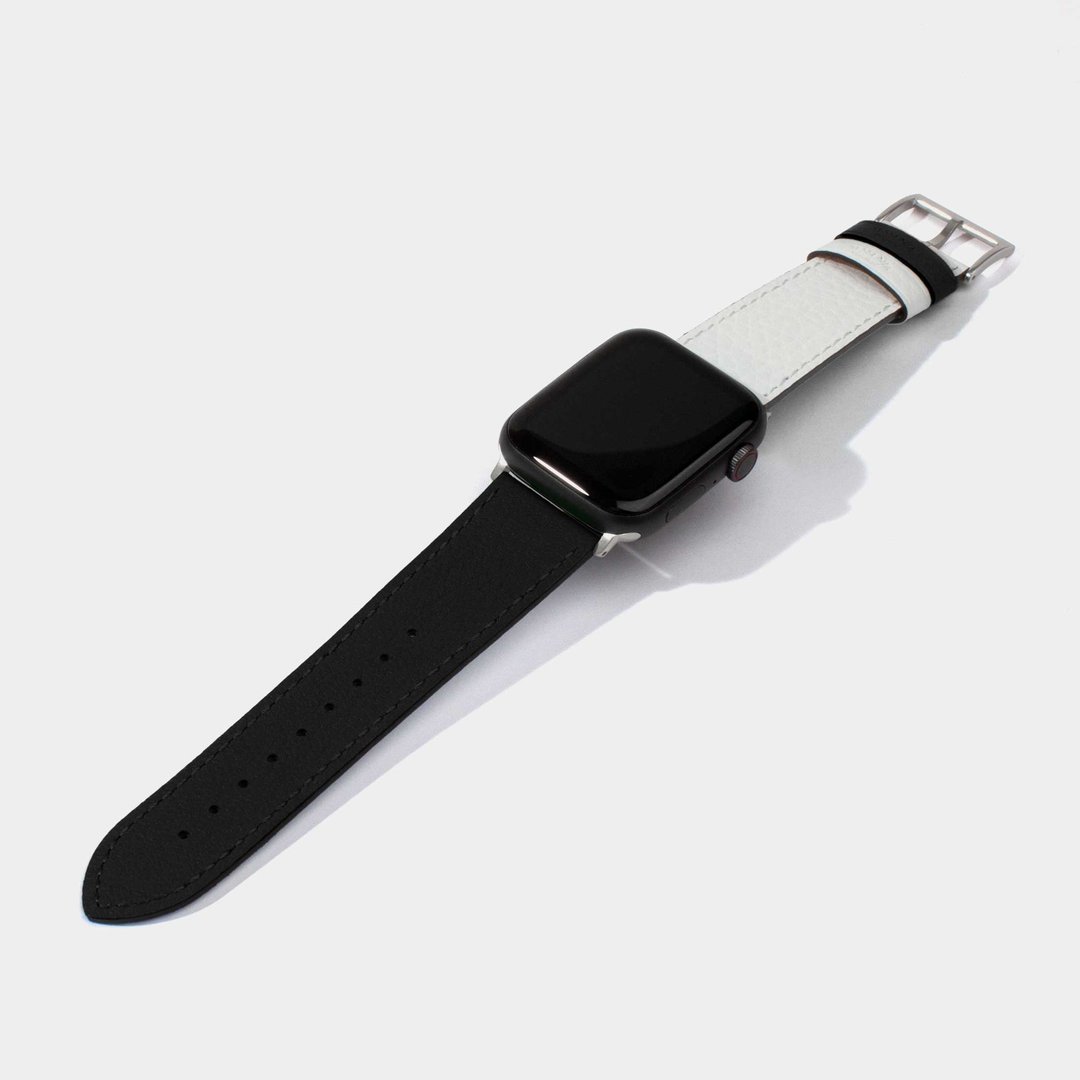 Apple Watch 表带 - 双面黑白色牛皮 表带 - 表带 - 真皮 黑色
