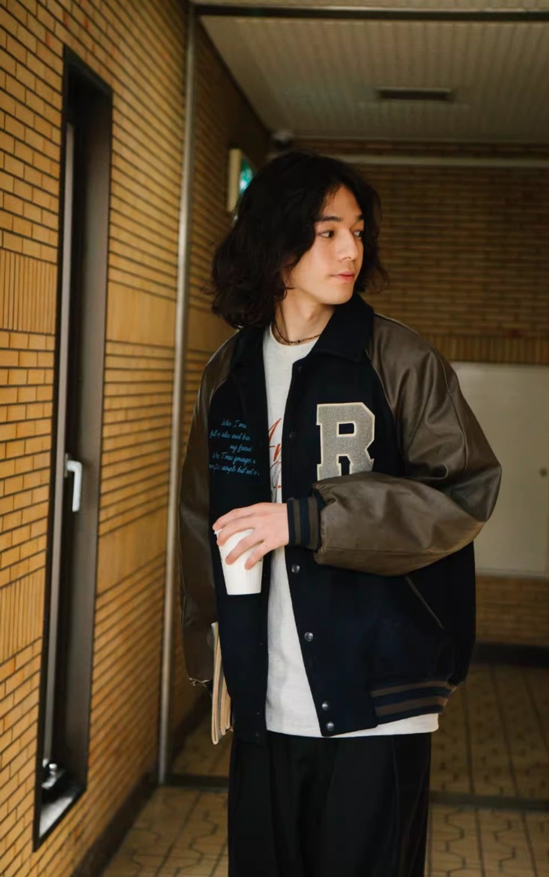 借来的时间 日系复古羊毛棒球服 冬季夹克外套 - 男装外套 - 其他材质 蓝色