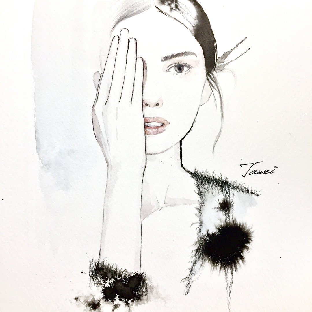 (双人)定制人像画B4(含框)/素描水彩画 - 海报/装饰画/版画 - 纸 白色