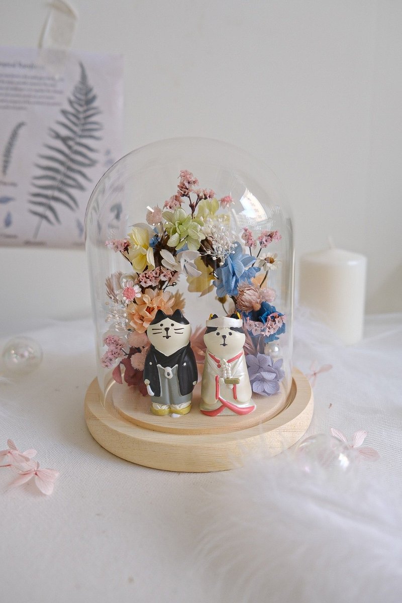 幸福彩虹婚礼拱门(日式和服猫咪) - 干燥花/捧花 - 植物．花 多色