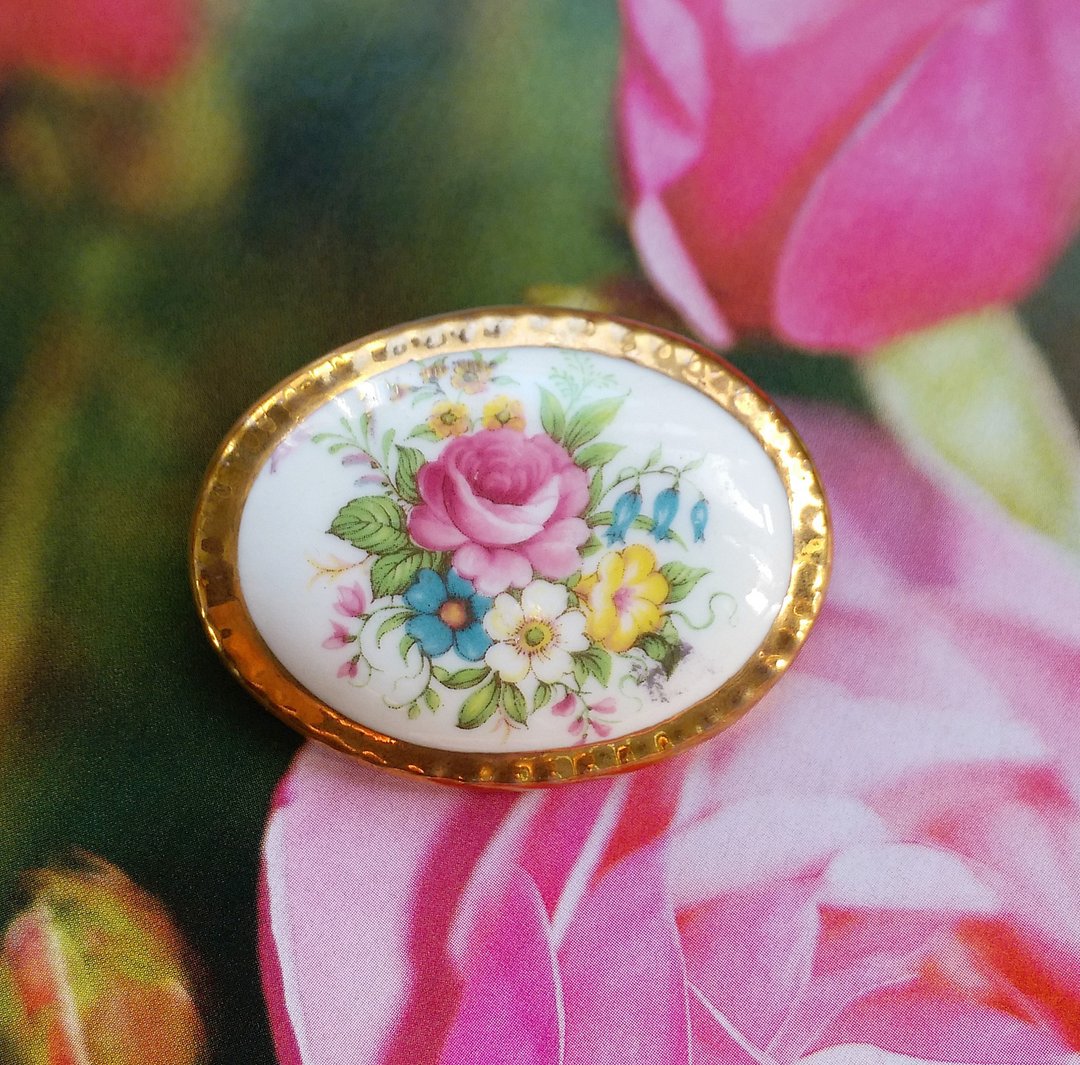 Vintage Jewelry LADY ELEANOR 英国制 花卉 别针 胸针 - 徽章/别针 - 其他金属 金色