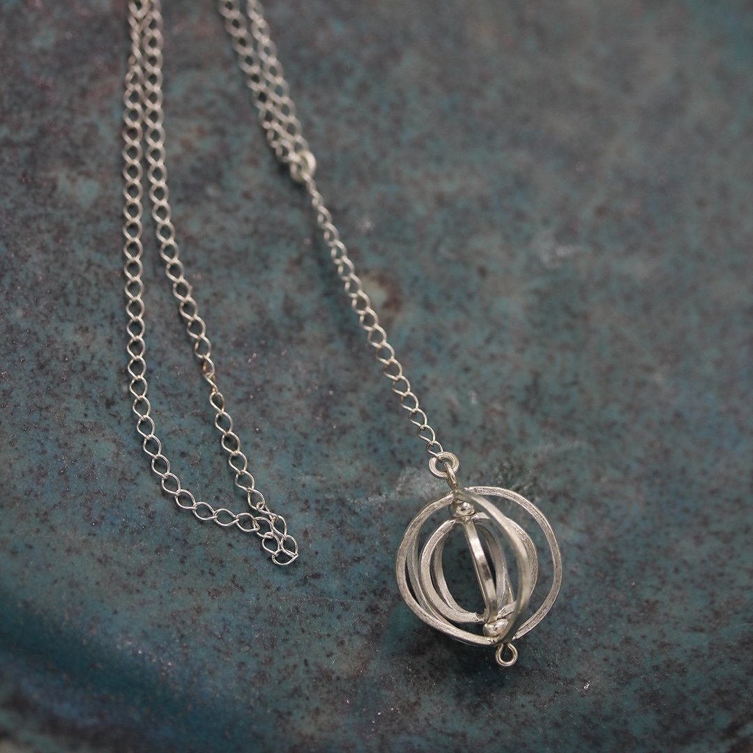 Handmade silver atom shape Galileo necklace (N0102) - 项链 - 银 