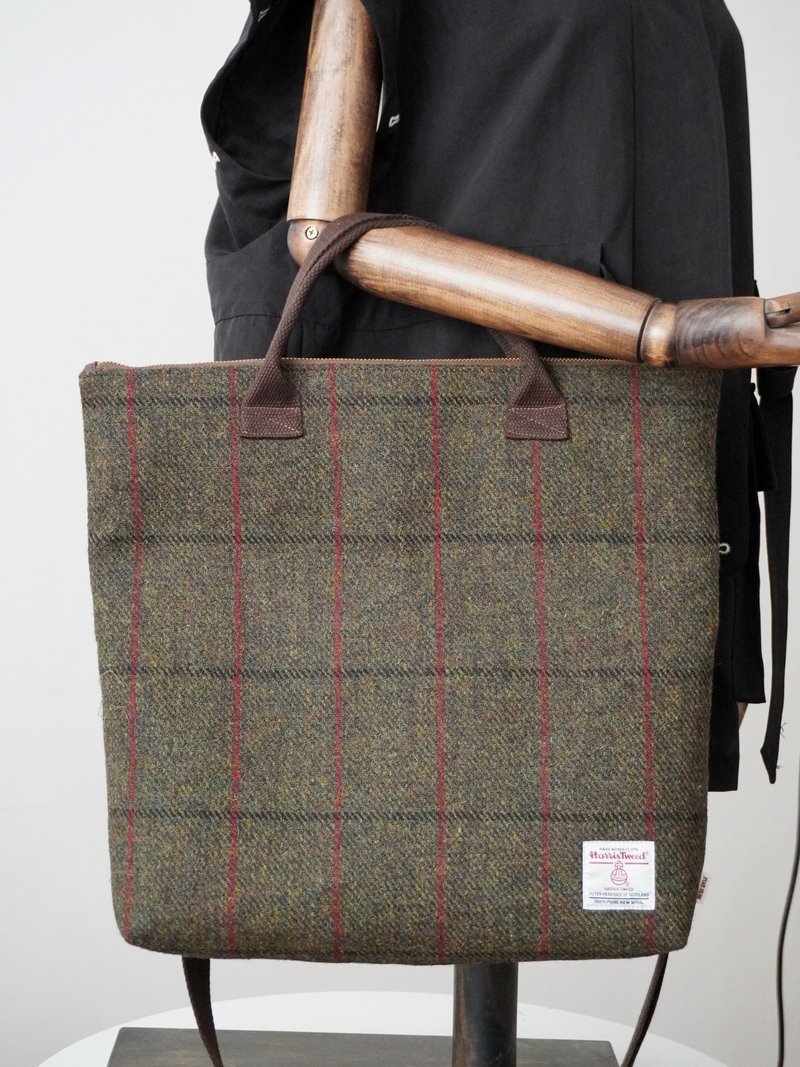 英国经典复古格纹斜挎拉链大容量通勤运动休闲包harris tweed多色 - 侧背包/斜挎包 - 羊毛 